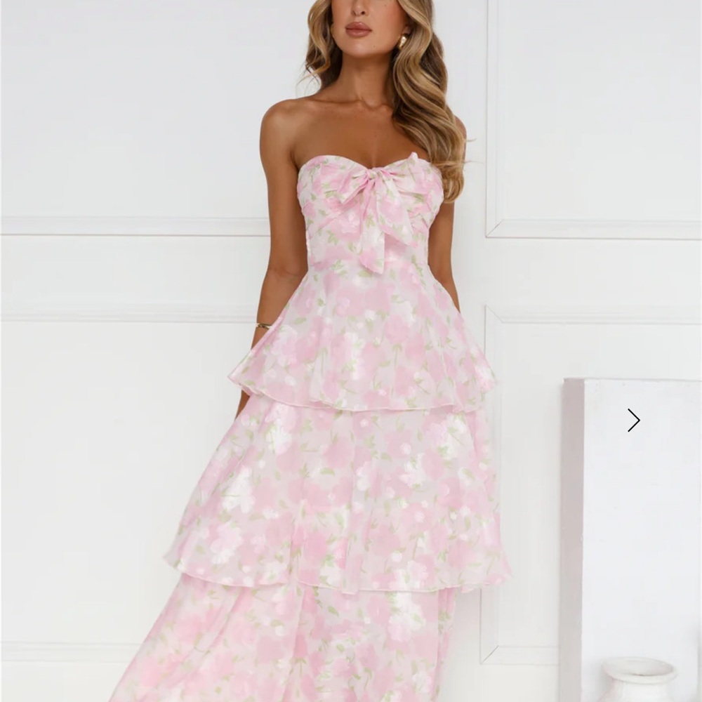 Hello Molly Blush Floral Strapless Dress